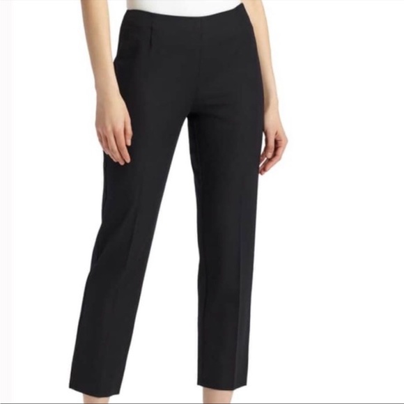 Lafayette 148 Luxury Black Cropped Stretch Wool Bleeker Career Pants Size 10 - Picture 1 of 10